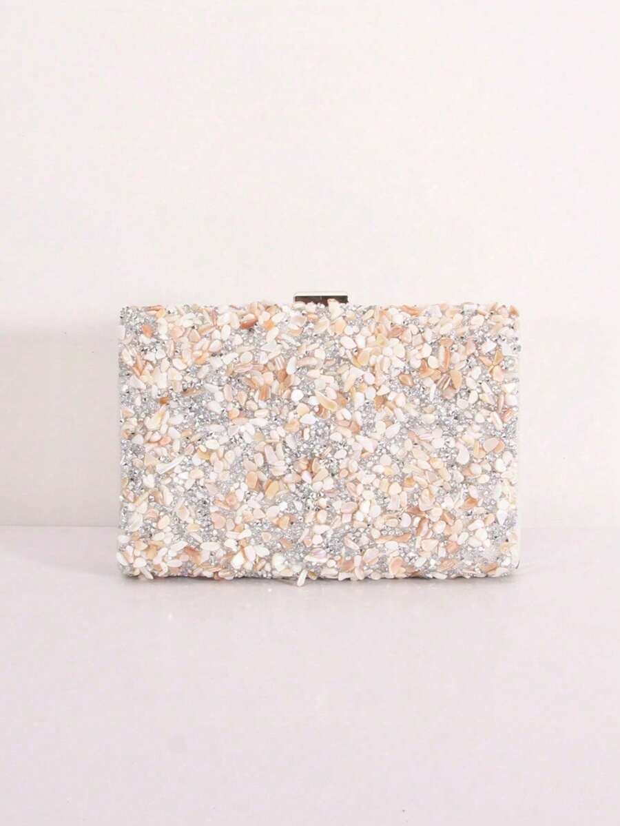 Versatile Resin Rhinestone Small Square Clutch Bag