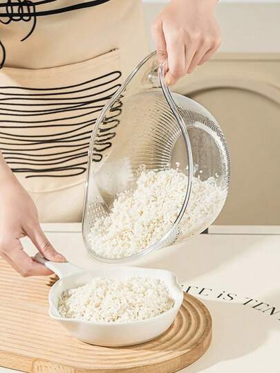 1pc Rice Washing Strainer, Creative Rice Washing Sieve, Plastic Rice Funnel, Household Rice Washing Basket, Multifunctional Rice Washing Bowl, Kitchen Supplies, Kitchen Accessories