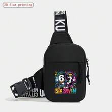 Bolsa de pecho con impresión digital de dibujos animados 67 Cool, ligera, duradera, bolsa cruzada ajustable, para la escuela, viajes diarios, mochila personalizada - Multicolor - Ver 14