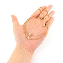 Bộ 2 chiếc vòng chân nữ thời trang mới, thiết kế hình trái tim và chữ cái, dây đeo mắt cá chân nhiều lớp bằng thép không gỉ mạ vàng, có thể xếp chồng lên nhau. - Chữ cái micro-appliqué vàng - Xem 3