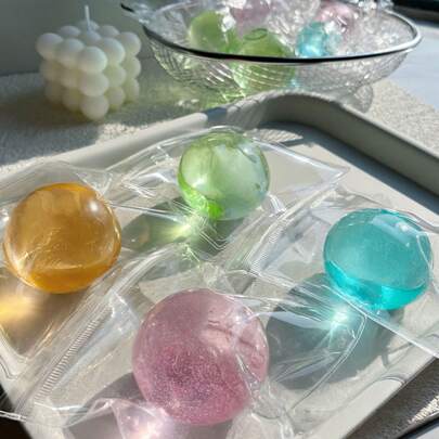 1个手工椰子麦芽糖球，透明如玻璃般光滑，超易塑形，可挤压解压，适合作为生日礼物、母亲节礼物、毕业礼物、结婚礼物、派对礼品、户外玩具