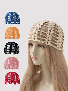 1pc Women's Bohemian Style Lightweight Hollow Crochet Knit Hat, Suitable For Beach, Seaside, And Daily Wear, Spring/Summer,Vacation - A - View 8