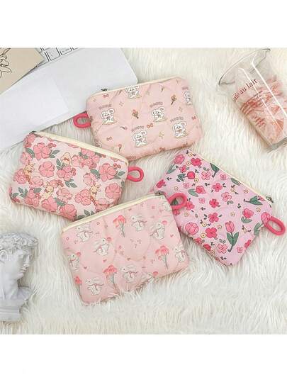 Túi đựng mỹ phẩm cầm tay đơn giản hình thỏ hoạt hình, túi đựng đồ nhỏ gọn, ví mini, túi đựng đồ linh tinh.