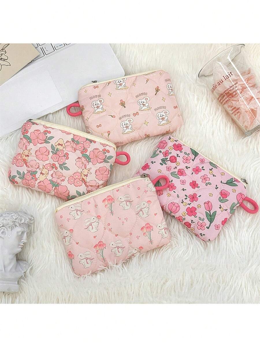 Túi đựng mỹ phẩm cầm tay đơn giản hình thỏ hoạt hình, túi đựng đồ nhỏ gọn, ví mini, túi đựng đồ linh tinh. - Nhiều màu - Xem 1