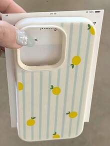 Ốp lưng điện thoại TPU sọc trắng tối giản, chống sốc, họa tiết chanh, thời trang, tương thích với iPhone 17 16 15 14 13 12 11 Pro Max Air Series, quà tặng mùa xuân, phiên bản quốc tế, không phải phiên bản nội địa. - Nhiều màu - Xem 1