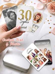 Luxury Personalised Playing Cards,Custom Playing Cards With Box,Create Your Own Deck Deck,Custom Photo Playing Cards,Gold Glitter Style,Compact Size,Durable, - Multicolor - View 3