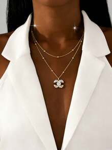 Dây chuyền zircon cười hai lớp