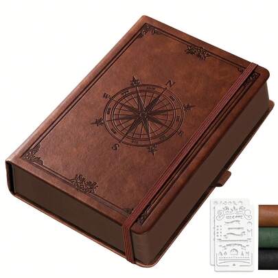 320-seitiges A5 dickes Notizbuch für Männer, 100g/m² reinweißes Papier, vintage Leder Hardcover, geeignet für Frauen, Büro, Schule, 14,6 cm x 21,3 cm
