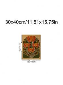 1pc Mid-Century Botanical Flower Tulip Art, Orange And Green Vintage Decor, Festival Gift,Suitable For Bedroom,Living Room,Kitchen,Wall Arts,Wall Decor,Home Decor,Room Decor, Canvas Wall Art, Posters, Wall Art With Frame, Optional Frame ﻿ ﻿ - A - View 13