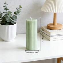 1 pieza Vela perfumada verde oliva francés - Vela de pilar a rayas (1.97 pulgadas de diámetro). Disponible en múltiples tamaños. Ideal para meditación, iluminación y creación de ambiente. Adecuada para decoración del hogar, reuniones familiares, ambientación de escenas, decoración de la sala de estar - Frijoles verdes - Ver 14