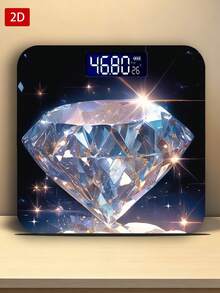 1 pieza Báscula electrónica con pantalla LED, báscula de baño plana 2D con diseño de diamante brillante, plataforma de pesaje decorativa - Adecuada para uso a largo plazo, satisface las necesidades de pesaje del hogar, utiliza pilas AAA (pilas no incluidas) - Multicolor - Ver 3