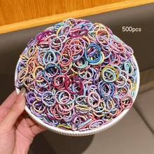 500pcs Colorful Elastic Hair Ties, Durable Hair Accessories For Daily Use - Multicolor - View 10