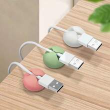 3pcs Random Color Round Data Cable Organizer, Silicone Data Cable Fixer, For Home - Multicolor - View 10