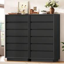 Modern 7 Drawer Chest Of Drawers Set, Black Large Storage Dresser Cabinet With Handleless Design For Bedroom, Living Room, Closet, Black - Black with 7 Drawers - 查看 4