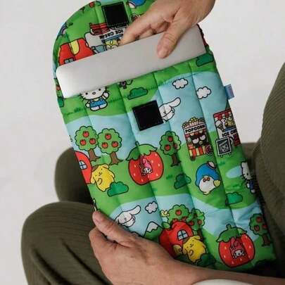 Túi đựng laptop phẳng dễ thương 16 inch, túi đựng máy tính chống sốc họa tiết hoạt hình, quà tặng.