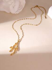 1 chiếc dây chuyền mặt dây điều chỉnh được bằng thép không gỉ mạ vàng 18K với họa tiết sinh vật biển như rùa, cá, vỏ sò và sao biển, thích hợp cho phụ nữ đeo hàng ngày và đi nghỉ mát. - Vàng - Xem 7