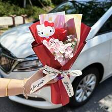 SANRIO 鲜花、Hello Kitty花束、Hello Kitty玫瑰花束、新年礼物、Hello Kitty玫瑰花束、派对礼物、Hello Kitty情人节礼物、圣诞礼物、适合送给好朋友的生日礼物 - 彩色 - 查看 10