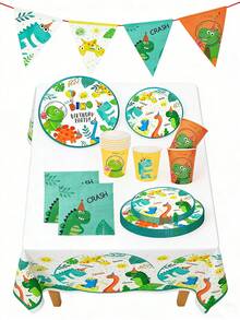 64pcs/Set Birthday Theme Party Tableware Set, Paper Plates, Disposable Plates, Party Decorations, Restaurant Decorations, Birthday Supplies Set, Party Decorations, Happy Birthday, Gifts, (Two Colors Of Paper Cups, Randomly Shipped) - Multicolor - View 7