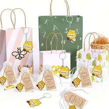 15/30 pièces Faveurs de fête thème abeille avec couronne, mignon, pot de miel, nid d'abeille et porte-clés tournesol, 10 pièces étiquettes et 10 pièces sacs cadeaux, cadeaux pour anniversaire, fête des mères, remise des diplômes, faveurs de mariage, pendaison de crémaillère, fournitures pour baby shower et shower de mariage - Thème des abeilles - Voir 8