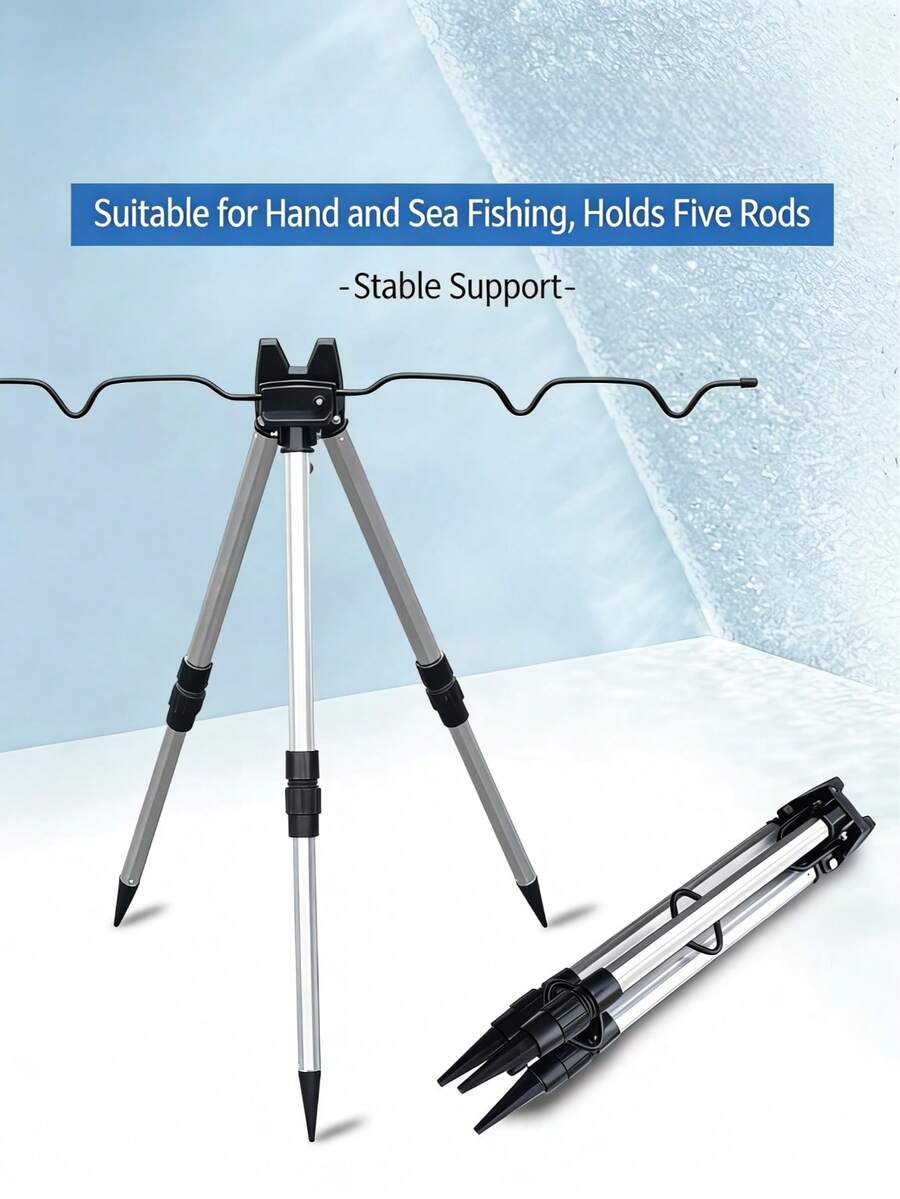 120 cm Support de canne à pêche multifonctionnel, fabriqué en matériau durable, pliable et portable, structure triangulaire se tenant fermement au sol, convient à diverses positions de canne, idéal pour la pêche - Multicolore - Voir 1