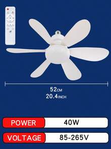 Quạt trần thông minh không tiếng ồn 20,5 inch, quạt trần LED đa năng có điều khiển từ xa, đế E27, 40W (bao gồm bóng đèn) - Hoàn hảo cho phòng ngủ, phòng khách, nhà bếp và ban công. - trắng - Xem 11