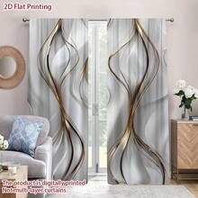 2 Stück 2D bedruckte Polyester Vorhänge, filtern Sonnenlicht, maschinenwaschbar, geeignet für Schlafzimmer, Wohnzimmer und Büro, halbtransparente Dekorations-Vorhänge für Zuhause (es kann aufgrund des Fotografiewinkels leichte Farbunterschiede geben) - Weisse Asche - Übersicht 12
