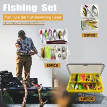 53/89/116pcs Fishing Lure Set, Includes Storage Box And Bag, Contains Soft And Hard Baits, Hooks, Sinkers, Spinner Blades, Artificial Lures, Ideal Gift For Fishing Enthusiasts - Multicolor - View 8