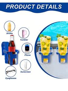 2 Stück blaue Pool Becherhalter, Clip-On Pool Getränkehalter, hängende Pool Becherhalter, Pool Getränkehalter, Party Dekoration, Pool Party Dekorationszubehör, passend für runde Poolstangen, auslaufsichere stabile Pool Accessoires, perfekt für Sommerfeste. Aufrechte Pool Becherhalter, einfach zu installierende Pool Accessoires, geeignet für Badewanne, Pool Party und Pool Entspannung. - Blau - Übersicht 7