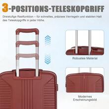 20"/24"/28" 3-Piece PP Spinner Luggage Set – Sizes With Side Handles, Hanging Hooks & Protective Feet – Integrated Combination Lock - Merah - View 4