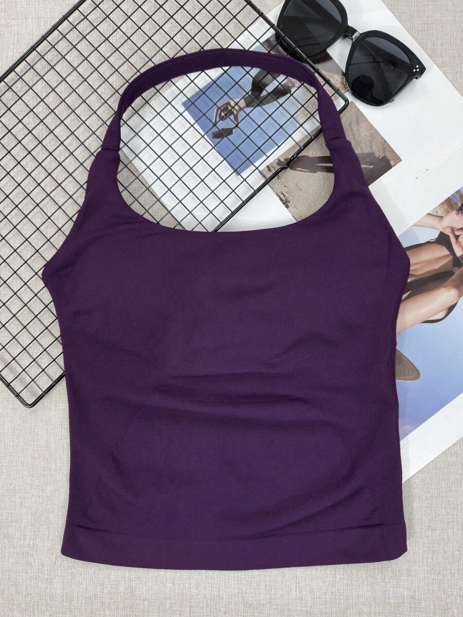 女款無縫長版運動背心，附可拆式內衣，運動瑜珈上衣，透氣