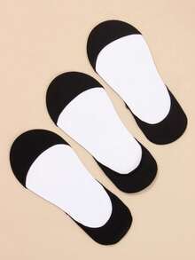 5双黑色隐形袜，纯色，百搭女士圣诞礼物 - 黑色 - 查看 5