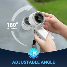 Ventilador portátil de mano con turbo, 5 velocidades, funcionamiento a batería, hasta 12 horas de uso, ventilador de mano 3 en 1 con tecnología de turbo de aire para enfriamiento, para actividades al aire libre, viajes, playa - Blanco - Ver 6