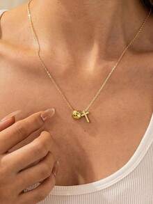 Volleyball Halskette, geeignet für Mädchen und Frauen, Sportaccessoire, Muttertags- und Geburtstagsgeschenk, Sportschmuck - Gold + Schwarz - Übersicht 3