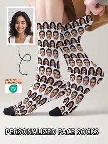 1 Par de Calcetines Personalizados con Patrón de Rostro, Calcetines Personalizados con Foto, Calcetines Divertidos Personalizados con Rostro, Calcetines Personalizados con Patrón, Imprime Cualquier Imagen de Rostro en los Calcetines, Regalo de Aniversario, Regalo del Día de San Valentín, Regalo de Cumpleaños Único, Regalo Coleccionable Personalizado - Multicolor - Ver 8