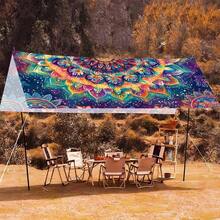 Large All-In-One Camping Canopy - Rainbow Mandala Pattern, Polyester Material, Lightweight & Portable, Suitable For 4 People - Perfect For Camping, Beach, And Picnics - All Season Use - Vibrant Outdoor Accessory - B - View 5
