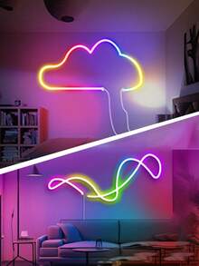 Set de tira de luz de neón RGB flexible de 1/2/3/4/5/8/10m con control remoto de 16 colores, regulable, alimentado por USB, resistente al agua, para decoración de fiestas de Navidad, iluminación ambiental de dormitorio, fondo de TV, espejo de maquillaje, tocador de baño, tira de luz de neón LED, luz ambiental decorativa flexible regulable por USB, iluminación de espejo de maquillaje, tocador, baño para transmisión en vivo, Navidad, jardín, patio, césped, árbol - luz policromática - Ver 7