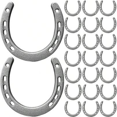 24Pcs Cast Iron Horse Shoes For Decorations Durable Good Lucky Horseshoe For Wall Decor Indoor Outdoor Cowboy Western Wedding Birthday Party Favors Plies