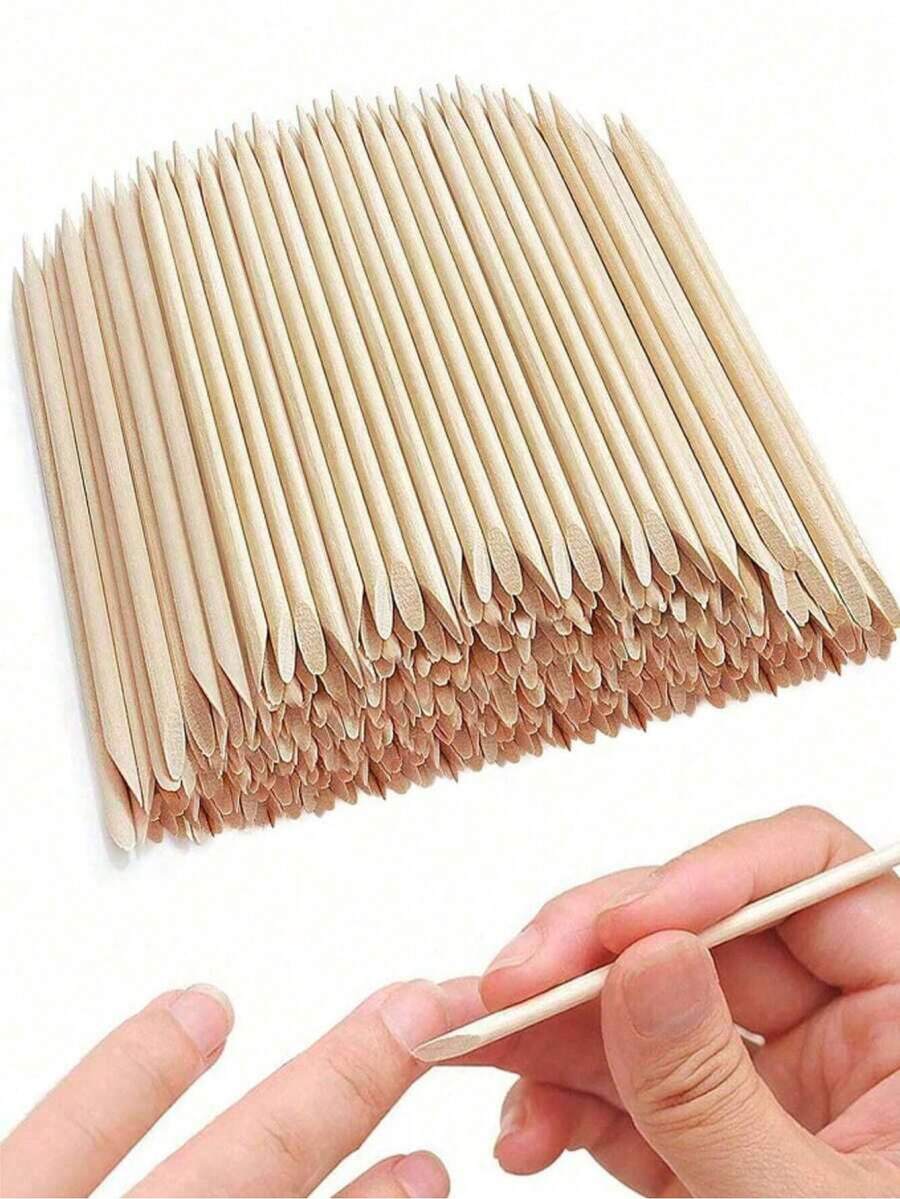 10/20/50/100/200/380/500/1000pcs 75mm Orange Wood Sticks, Suitable For Nail Care And Cleaning, Perfect For Nail Salons And DIY Manicure, Nail Supplies, Nail Tools, Nail Art Tools, Back To School, Nails, Nail Tools, Nail Repair Tools