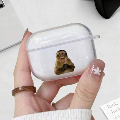 1 pieza Estuche protector para auriculares con patrón de mono sorprendente transparente y resistente a golpes, para hombres, mujeres y adolescentes, protector de auriculares duradero, estuche de auriculares de uso diario con estilo, adecuado para AirPods 1/2/3/4/Pro/Pro2/Pro3, regalo para festivales