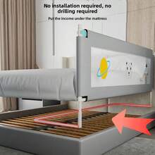 150/180/200 Cm Toddler Bed Rail Guards Baby Protection Adjustable Height - Grey - View 8