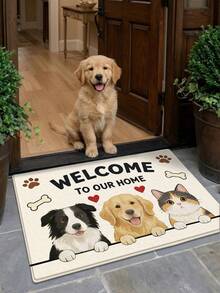 DAJIANG 1 pieza Alfombra de entrada/felpudo para cocina y baño con diseño de perro de dibujos animados colorido y lindo, lavable, antideslizante, para interior y exterior, adecuado para días festivos - Hogar de mascotas - Ver 3