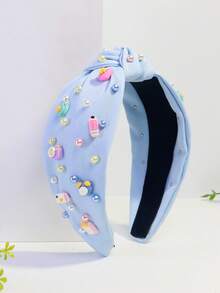 1pc Women's School Elements Solid Color Cute Polyester Knotted Headband Travel Accessories Hair Band Diadema Hair Hoop,Festival,Birthday - Multicolor - View 8