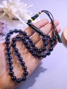 1 chuỗi tràng hạt pha lê đen xanh cổ điển, 45 hạt 10mm dệt thủ công, chuỗi tràng hạt cầu nguyện cá nhân theo phong tục Trung Đông, phụ kiện đeo hàng ngày cho các cặp đôi. - Nhiều màu - Xem 9