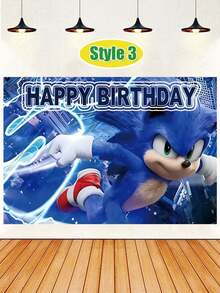 Sega 主題卡通背景布，150*210cm。適用於生日週年慶祝派對裝飾、戶外用餐、生日派對用品、情人節、感恩節、新年和生日派對裝飾用品背景布 - 多色 - 查看 6