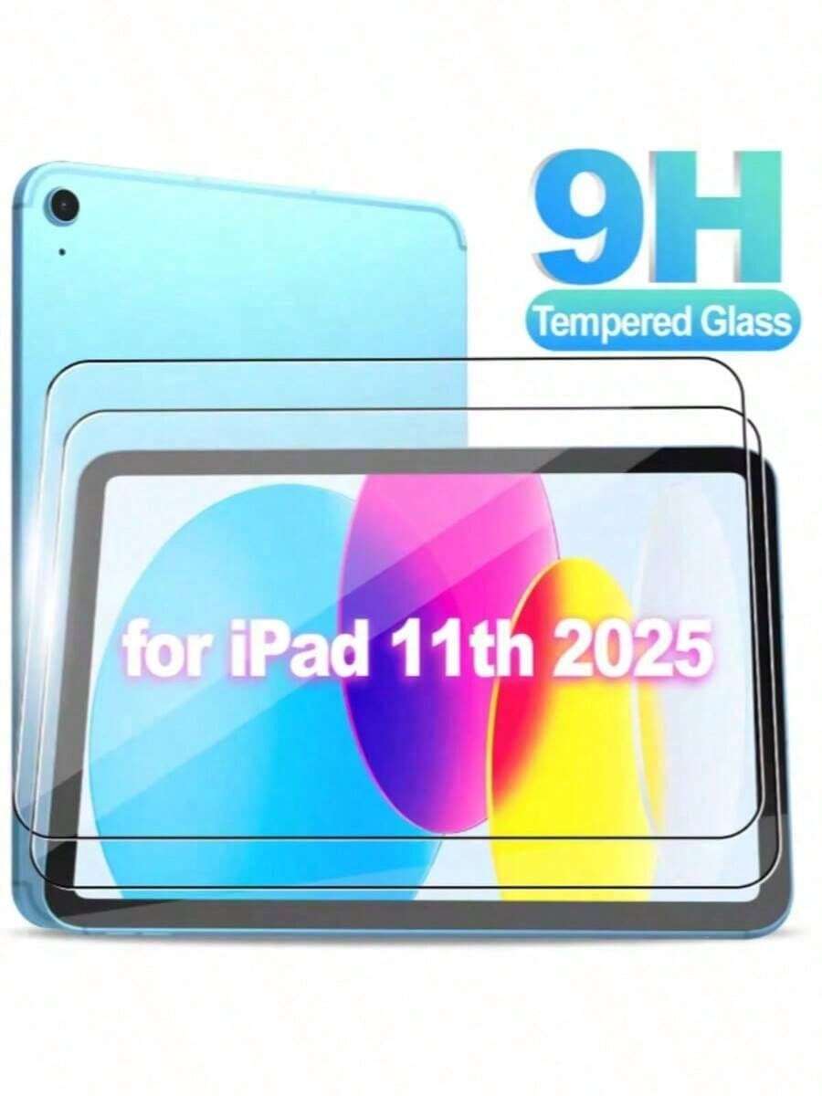 2pcs Tempered Glass Screen Protector - High Definition, High Transparency, Anti-Scratch, Anti-Drop, Full Screen Coverage, Strong Anti-Fingerprint, Sensitive Touch, Compatible With IPad (10th Gen) / 11 1A16 (2025) / Air 11-Inch (2026) / 12 11-Inch (2026) - Clear - View 1