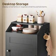 Trash Cabinet Freestanding Trash Can Cabinet Wooden Recycling with Flip Door 10 Gallon Hidden Kitchen Garbage Can for Kitchen Living Room Black WB01BB - Greige - Ver 7