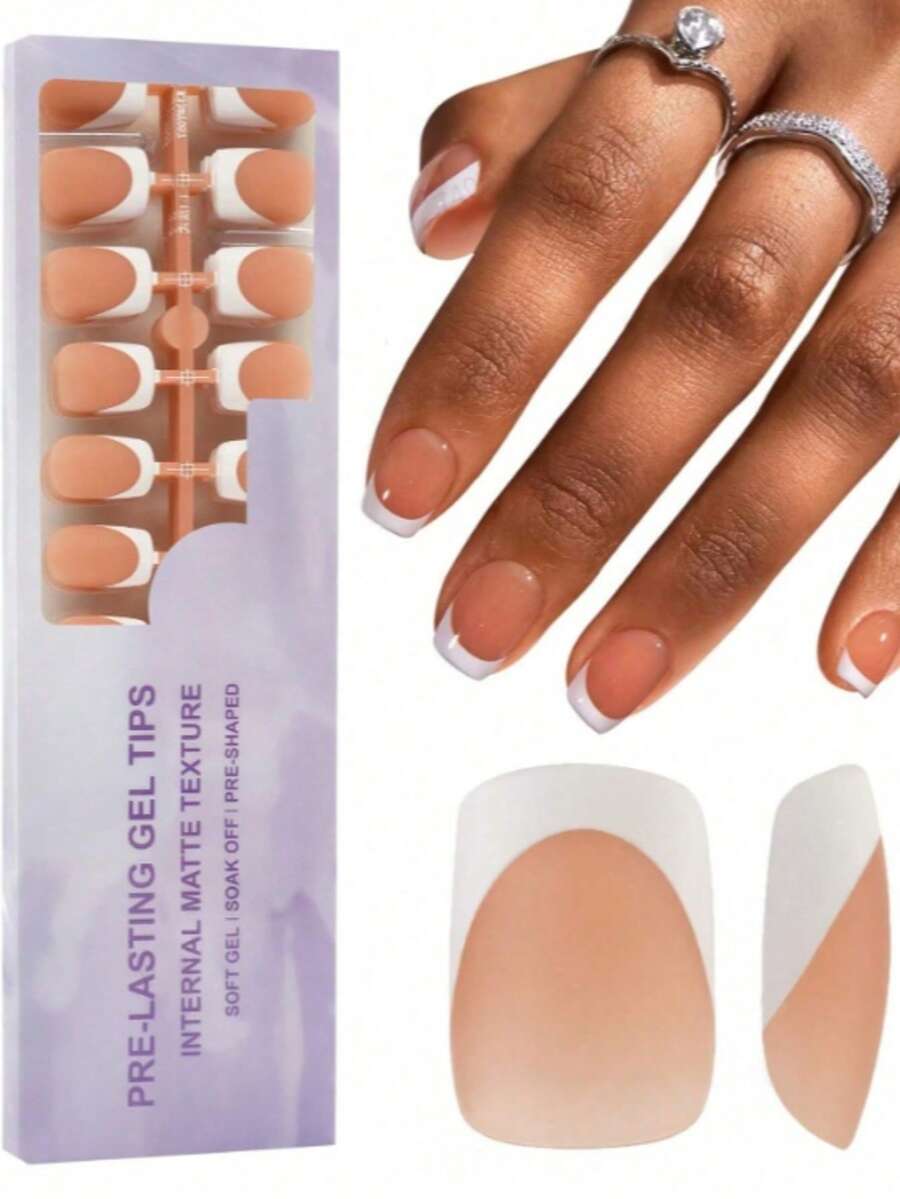 15 tailles de stickers pour manucure française marron et blanc, bandes pour manucure française, bandes de gel pour ongles carrés français 3-en-1, autocollants pour ongles DIY pour femmes et salons de manucure, faux ongles à presser - Taupe - Voir 1