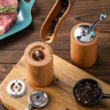 1pc/2pcs/3pcs Manual Wooden Pepper Mill, Creative Mini Kitchen Grinder, Hand-Operated Pepper Grinder - Multicolor - View 4