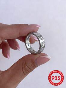 1pc Women's 925 Sterling Silver Geometric Sparkling Cubic Zirconia Ring, Eternal Wedding Ring, Fashionable Jewelry Gift - Geometry - View 1