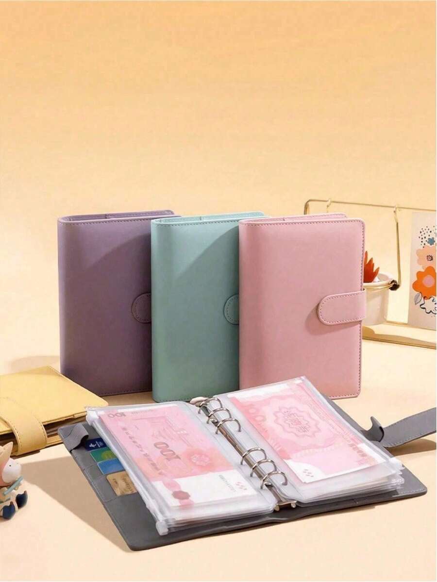 A6活頁夾,兼容現金信封系統與預算管理-自封式財務儲蓄筆記本,含現金存放頁,預算管理省錢工具,信封系統,辦公室使用,學校用品 - 多色 - 查看 1